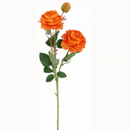 Umělá květina větev čajové růže oranžová - 60 cm