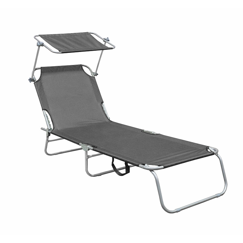 Linder Exclusiv Zahradní lehátko se stříškou Tmavě šedé - 2. JAKOST
