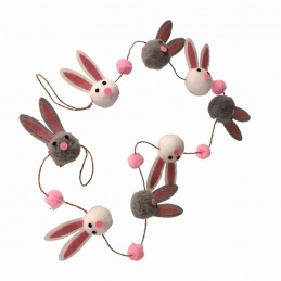 Girlanda z pomponů - zajíčků velikonoční ozdoba