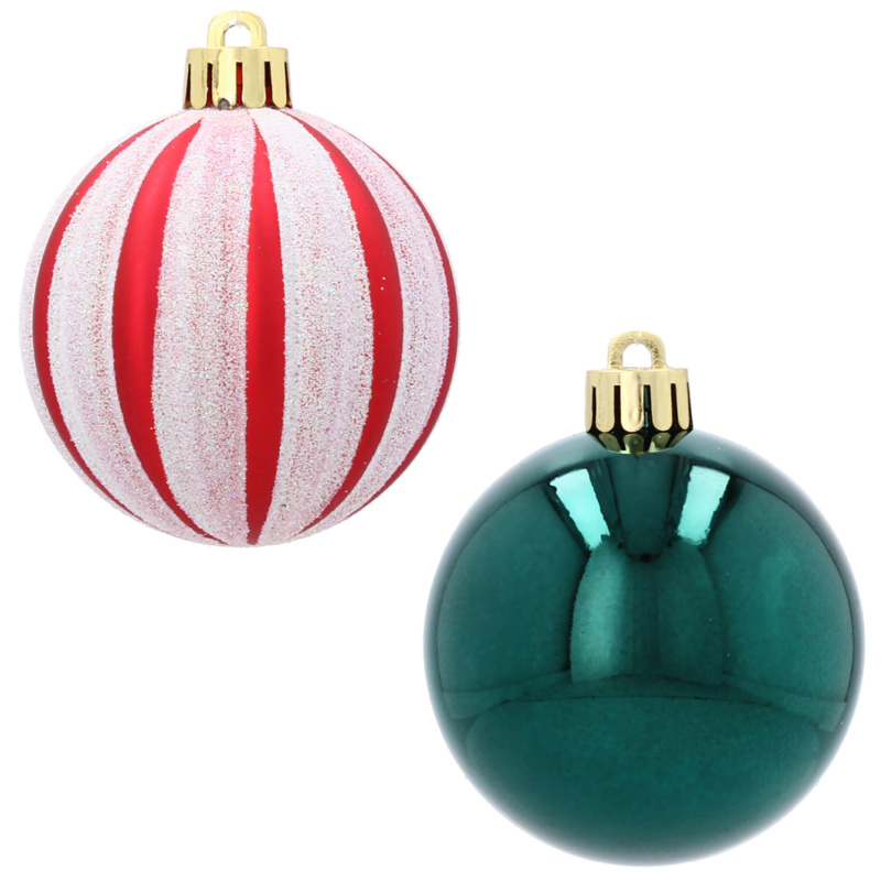 Aga Vánoční baňky MIX 6cm 8ks Bílo-červené/Zelené