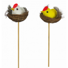 Kuře v hnízdě na špejli velikonoční mix vzorů