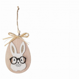 Dřevěná dekorace k zavěšení zajíček