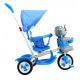 dětské tříkolové kolo Elephant Blue + zvuky + stříška + zábrana + opěrka nohou + rukojeť + ližiny + úložný prostor