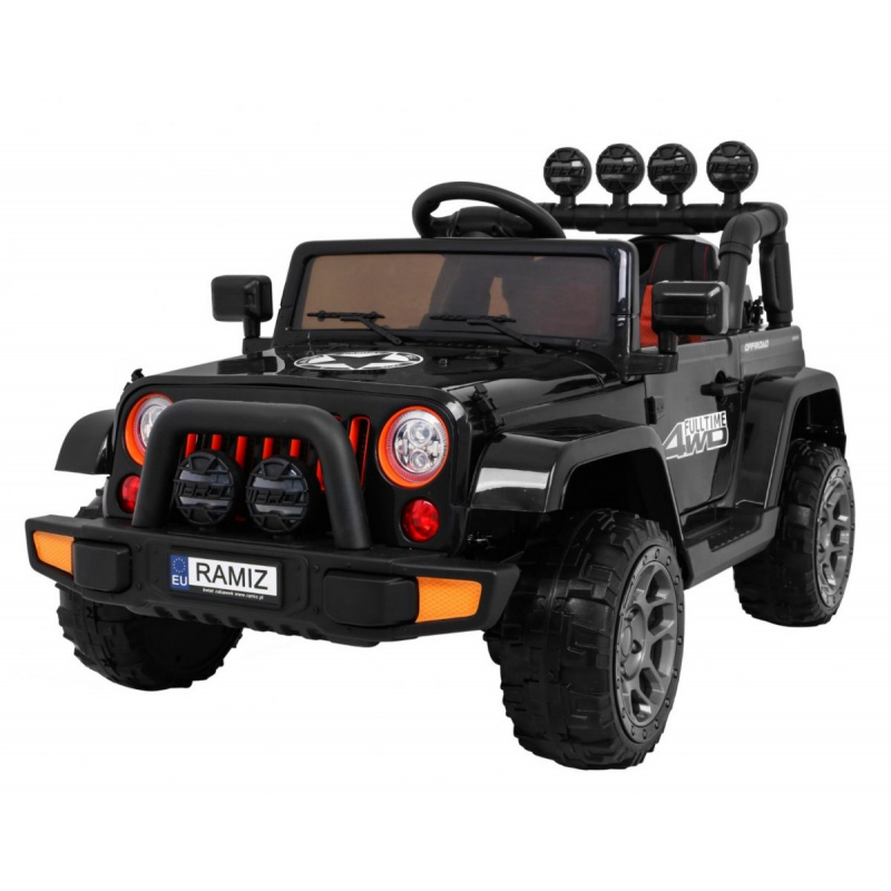 Dětské terénní auto Full Time 4WD Černá + 4x4 + dálkové ovládání + LED audio + úložný prostor