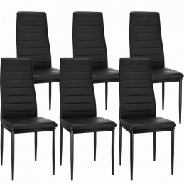 Židle VERUM ekokůže černé - 6 kusů