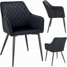 Černá čalouněná sametová židle APIS