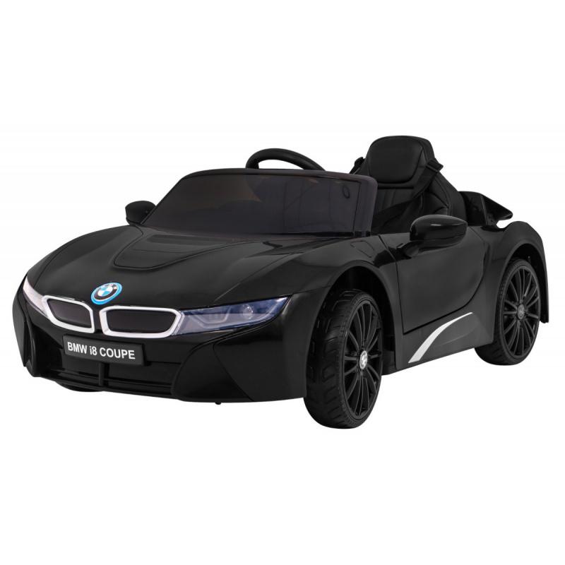 BMW I8 Lift Battery Car Black + dálkové ovládání + pomalý start + 3bodové pásy + MP3 USB + LED dioda