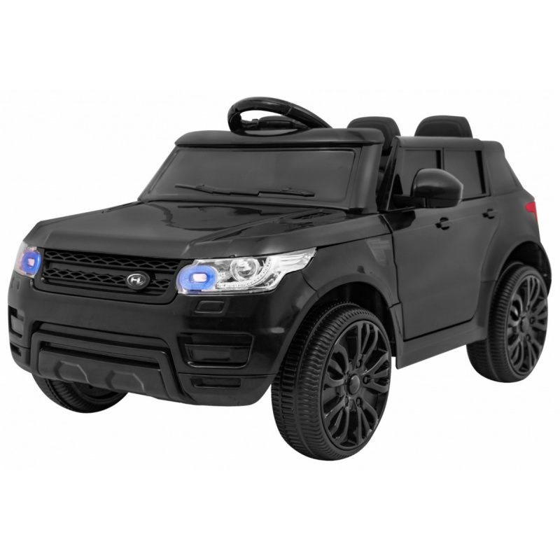 Autíčko s bateriovým startem černé + dálkové ovládání + bezpečnostní funkce + MP3 LED