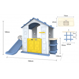 Dům se skluzavkou a umyvadlem Modrá střecha