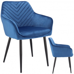 Čalouněná velurová židle NAPOLI, tmavě modrá