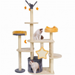 Škrabadlo pro kočku - béžové - s hvězdičkami