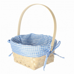 Bambusový košík s látkovou výplní v kostkovaném vzoru