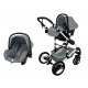 Kiduku Kombinovaný kočárek 3v1 Šedý