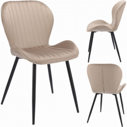 Čalouněná velurová židle VEIRA v béžové barvě