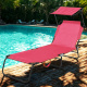 Aga 2x Zahradní polohovací lehátko se stříškou Růžové