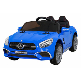 Mercedes Benz AMG SL65 S elektrický pro děti Modrá + Dálkové ovládání + LED audio + Eco kůže + EVA + Pomalý start