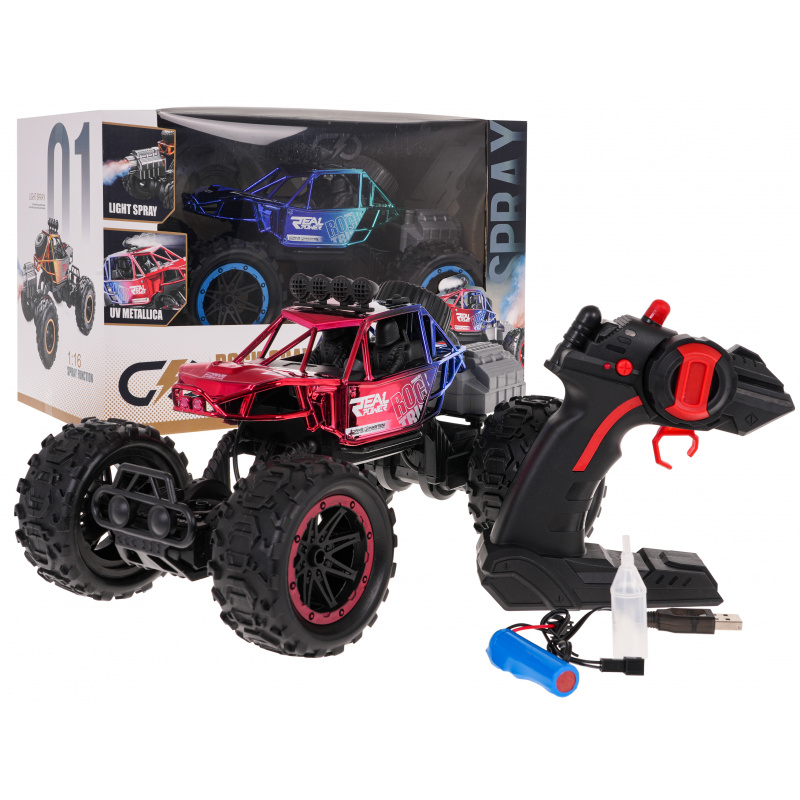 Crawler REAL ROCK s funkcí kouře R/C Červený