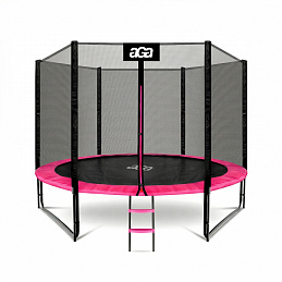 Aga Trampolína 305 cm Růžová + ochranná síť + žebřík 6SAF027 - II. JAKOST