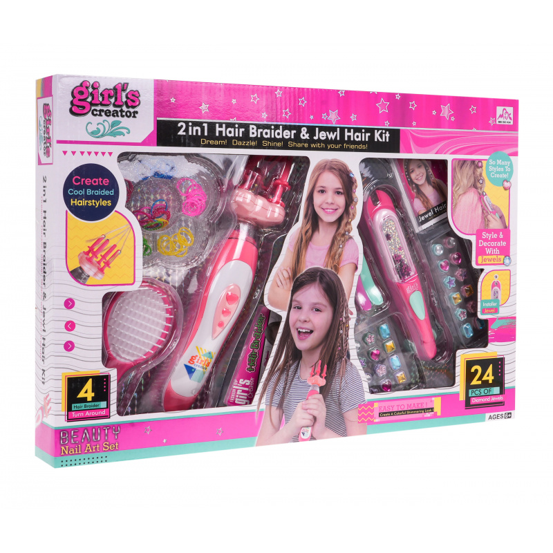 Sada na pletení copánků s bižuterií