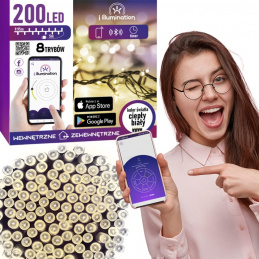 200 LED SVĚTEL BÍLÉ BARVY - OVLÁDÁNÍ TELEFONEM