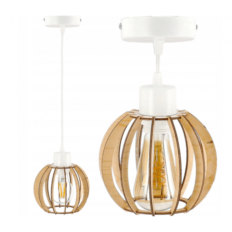 LED stropní svítidlo - 1xE27 - WHITE WOOD BALL