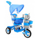 dětské tříkolové kolo Elephant Blue + zvuky + stříška + zábrana + opěrka nohou + rukojeť + ližiny + úložný prostor