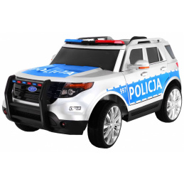 Dětské policejní auto SUV na baterie + sirény + světla + megafon + dálkové ovládání + pomalý start + EVA + samolepky