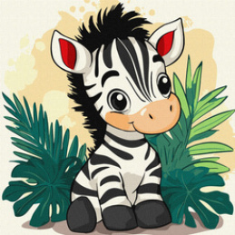 Malování podle čísel 30x30cm KHO1273 Veselá zebra AP0088 univerzální