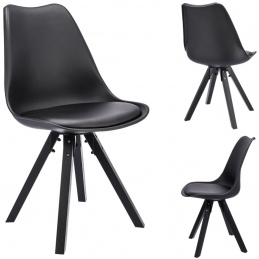 RIVA Skandinávská plastová židle z ekokůže černá