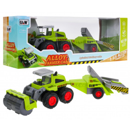 Dětský zemědělský válec 1:55 Traktor s kypřicím válcem + přívěs na sadu