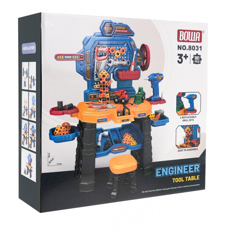 Dílna s nářadím pro děti 3+ Sada pro kutily 184 el. + Interaktivní šroubovák + příslušenství