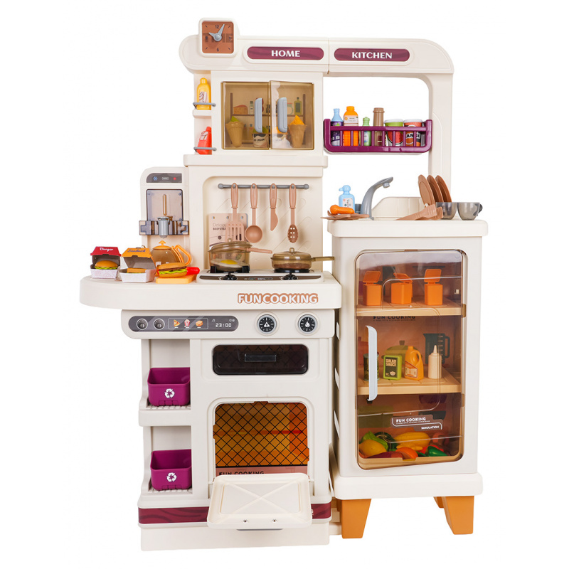 MEGA Kuchyně s funkcí světel, zvuků a páry + příslušenství Béžová