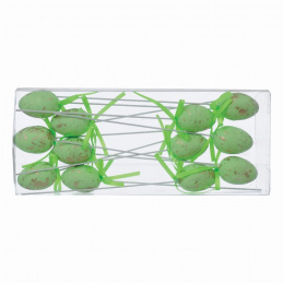 Metalická polystyrenová vajíčka na špejli 12 ks