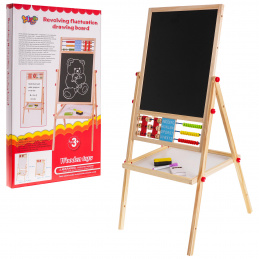Dřevěná oboustranná tabule pro děti 3+ Vzdělávací magnetická tabule + příslušenství Dřevěná oboustranná tabule pro děti 3+ Vzdělávací magnetická tabule + příslušenství