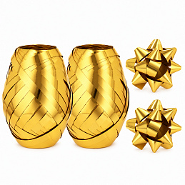 Aga 2x Stuha 0,5 cm x 20 m + 6x ozdobná hvězda Zlatá