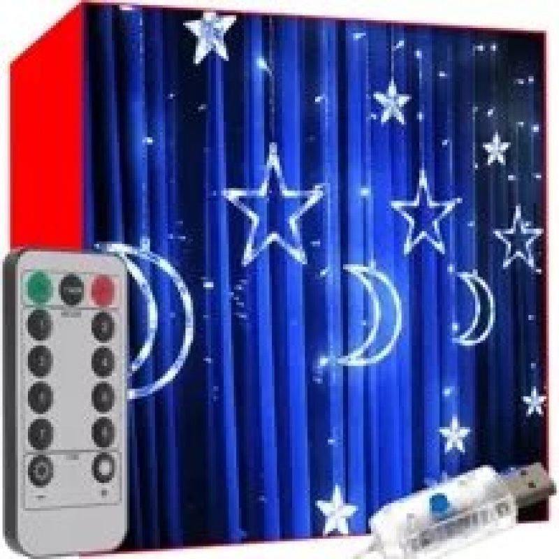 Světelný závěs 138 LED USB studená bílá KS19756