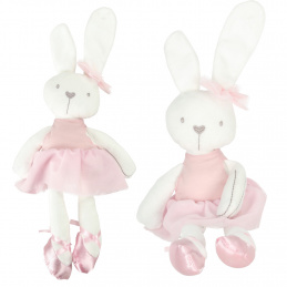 Aga Plyšový maskot králík v růžových šatech 42cm