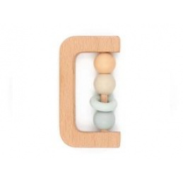 Chrastítko do ruky dřevo + silikon modré 4m+ BAMBOOM univerzální