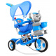 dětské tříkolové kolo Elephant Blue + zvuky + stříška + zábrana + opěrka nohou + rukojeť + ližiny + úložný prostor