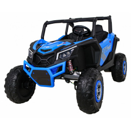Dětská bateriová buggy UTV-MX Modrá + pohon 4x4 + dálkové ovládání + LED audio + úložný prostor + EVA + pomalý start