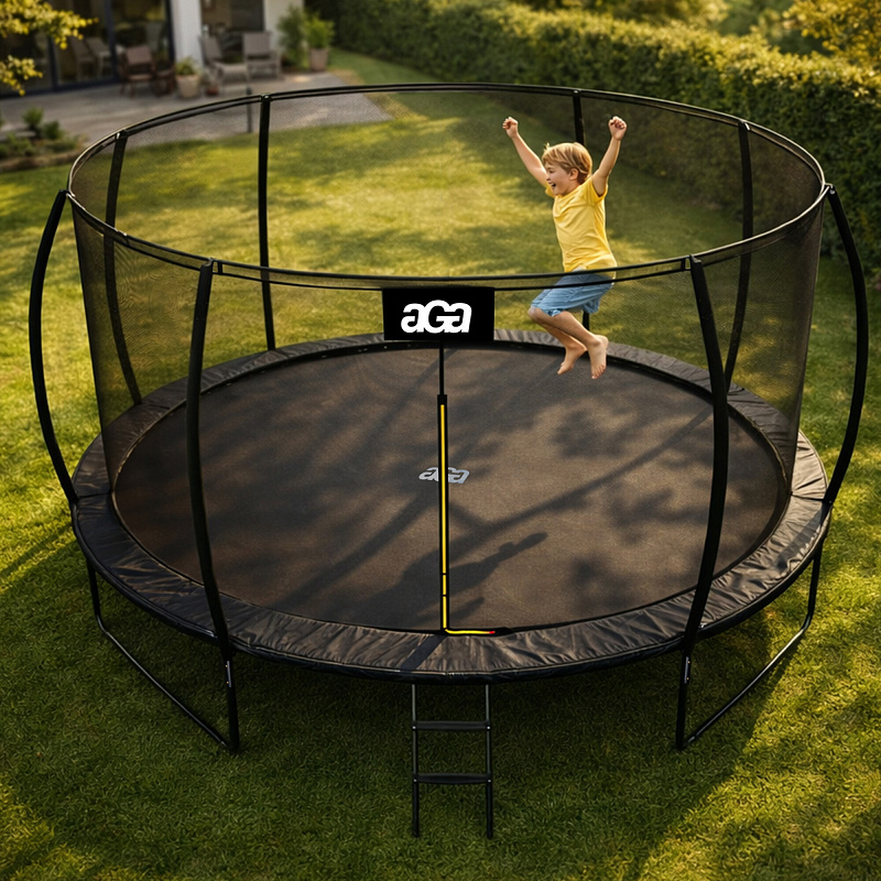 Aga SPORT EXCLUSIVE Trampolína 430 cm Černá + ochranná síť + žebřík - II. JAKOST