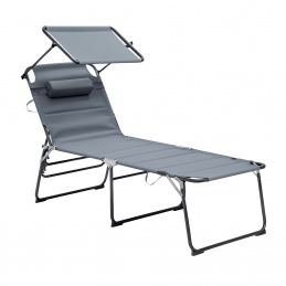 Aga Zahradní lehátko XXL se stříškou Šedé 2DAZ589 - II. JAKOST