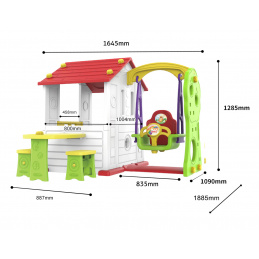 Zahradní domek 3 v 1 pro děti Červená střecha