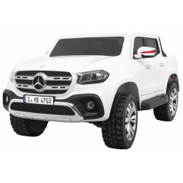 Mercedes Benz třídy X pro děti bílý + dálkové ovládání + 4x4 + MP4 + nosič zavazadel + LED + EVA