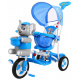 dětské tříkolové kolo Elephant Blue + zvuky + stříška + zábrana + opěrka nohou + rukojeť + ližiny + úložný prostor