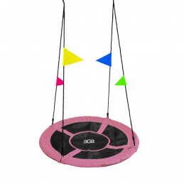 Aga Závěsný houpací kruh 90 cm Růžový s vlajkami