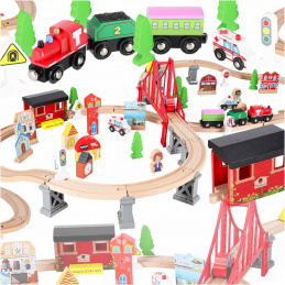 Aga Dětská dřevěná vláčko-dráha 70 dílů