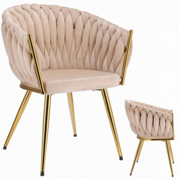 Židle MOLTO béžová čalouněná zlaté nohy