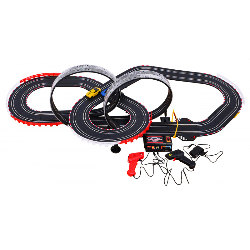 6metrová závodní dráha pro děti od 3 do 8 let + Světelné 360 smyček + 2 auta + Počítadlo kol