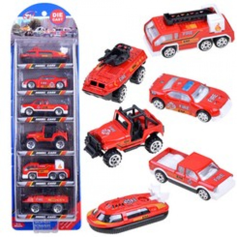 Hasičská sada 6ks kovových aut ZA3505